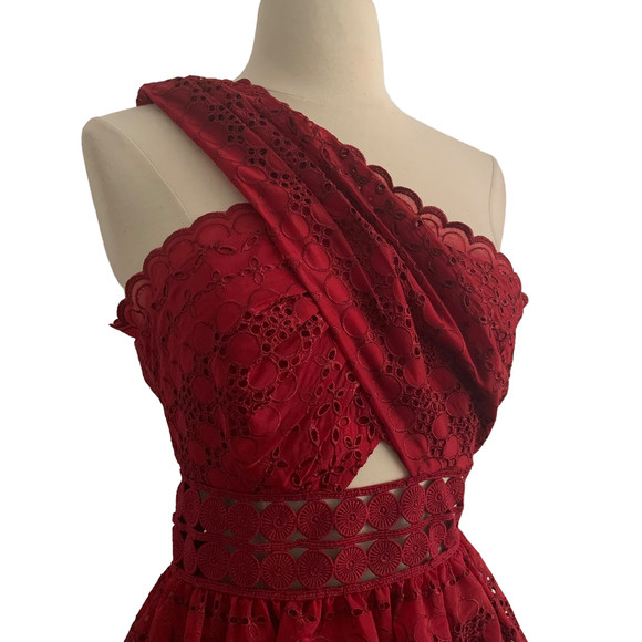 Self-Portrait One Shoulder Cut Out Midi Dress - Picture 3 of 9